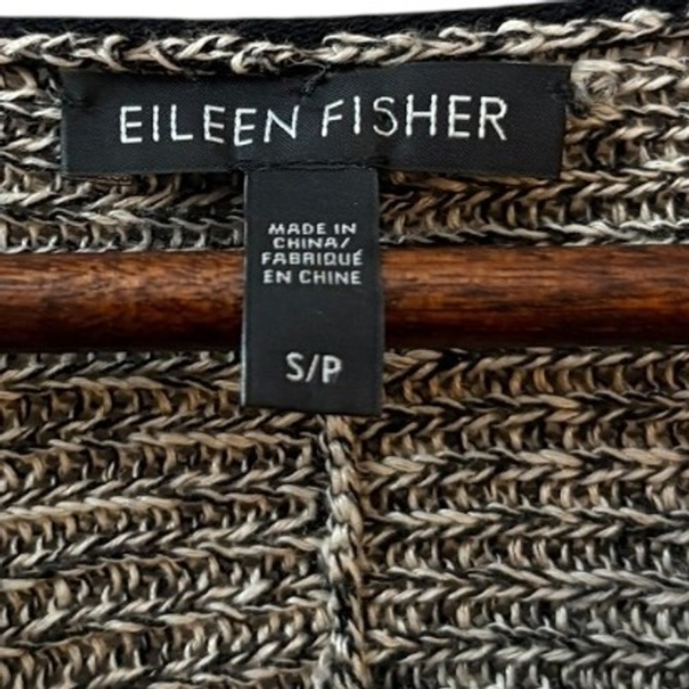 Eileen Fisher‎ Marled Knit Sweater M Gray Organic Linen Wool V-Neck High Low - Picture 5 of 7